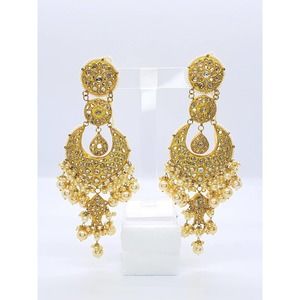 22k Yellow Gold Kundan Polki  (Uncut Diamond) Earring